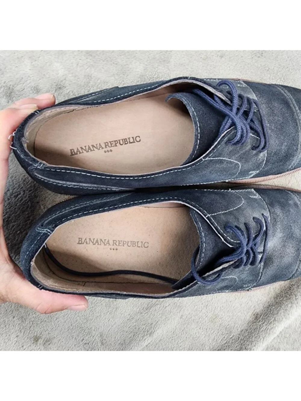 Banana Republic Shoes Mens Size 9 Navy Blue Suede Lace Up Oxford